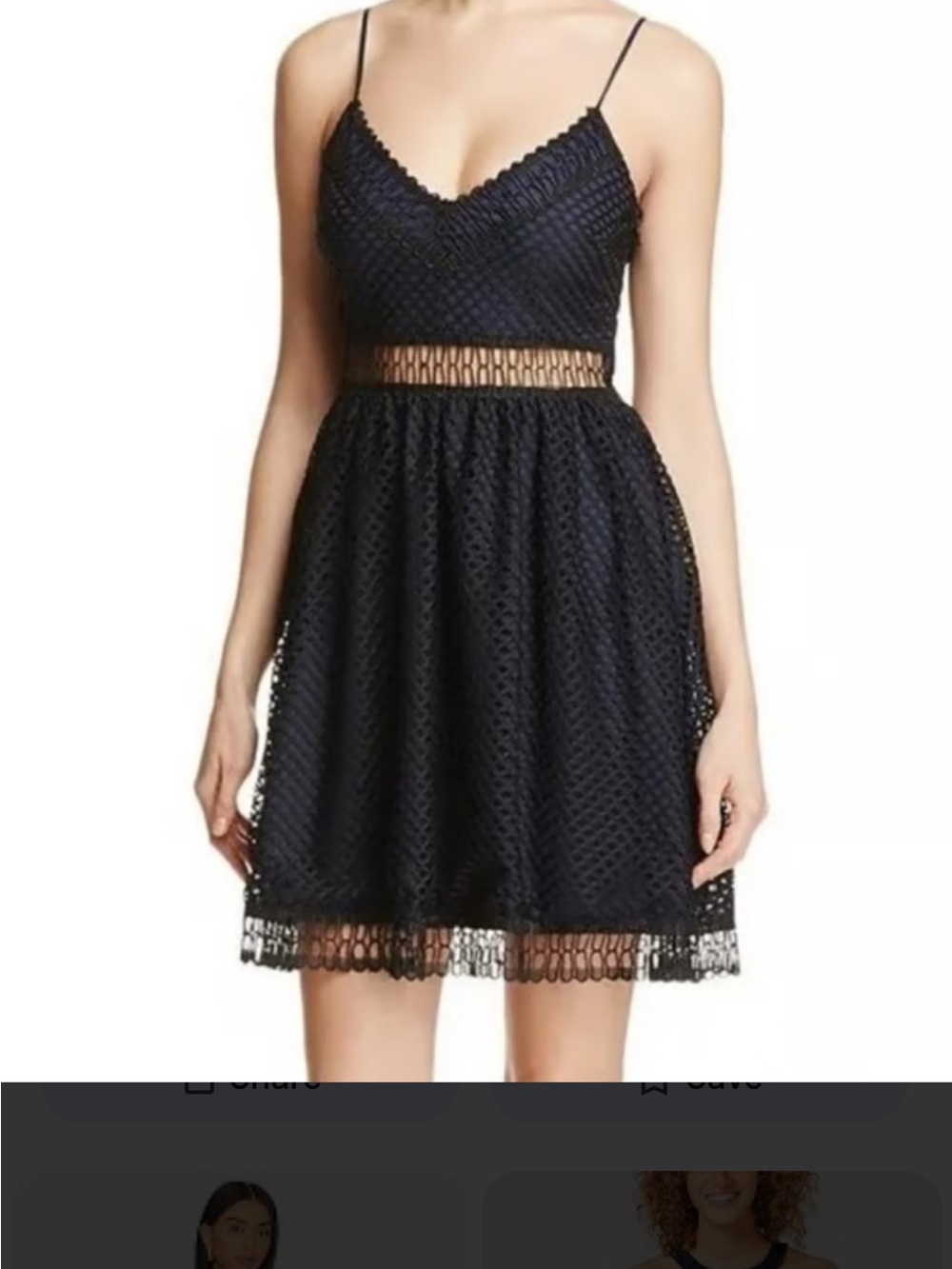 Likely Black Lace Mini Dress with Mesh Waist